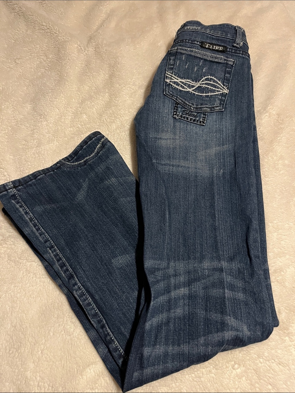 Cowgirl Tuff Dark Blue Boot Cut Jeans with Embroidered Back Pocket